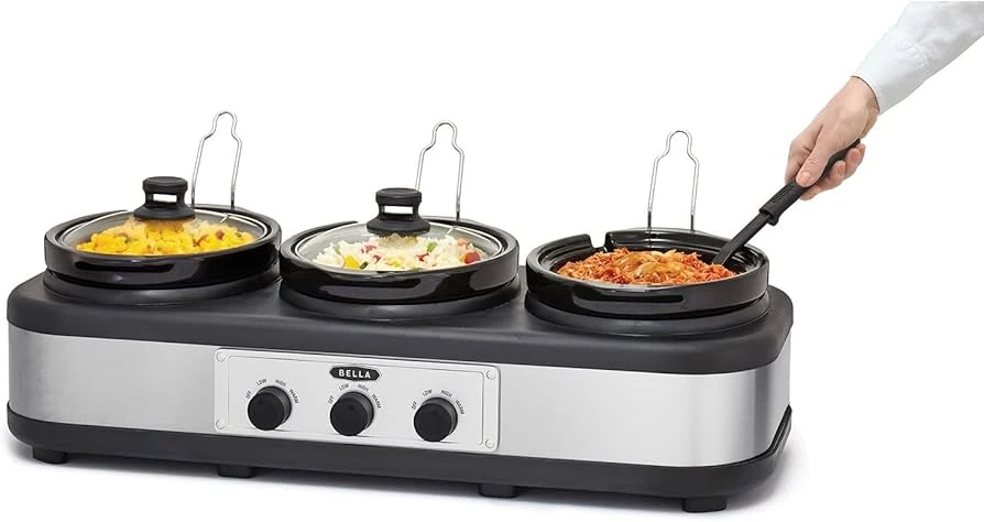 BELLA Triple Slow Cooker 3 x 1.5 Quart - photo 2