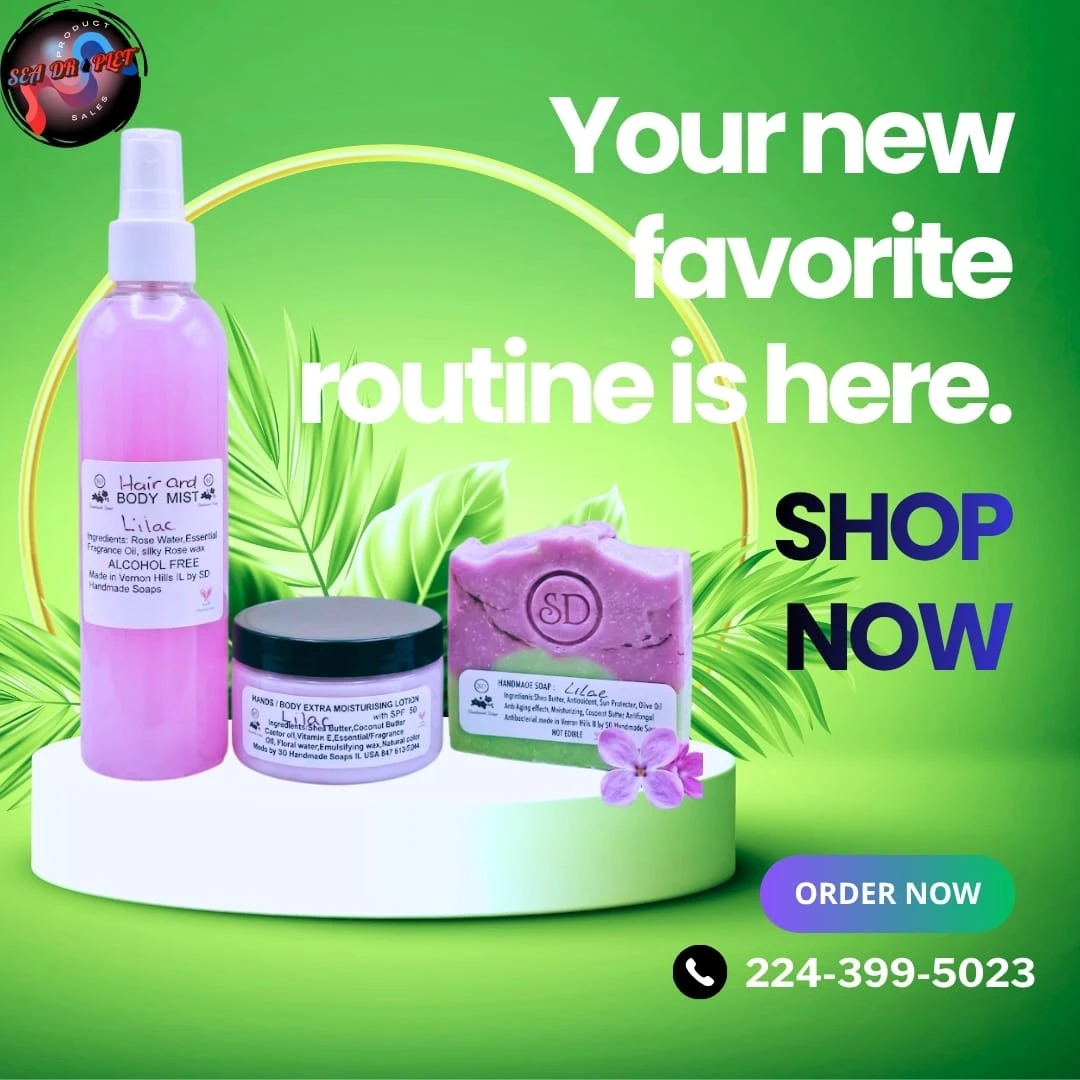 Lilac Hair & Body Mist, Moisturizing Lotion, Soap Set