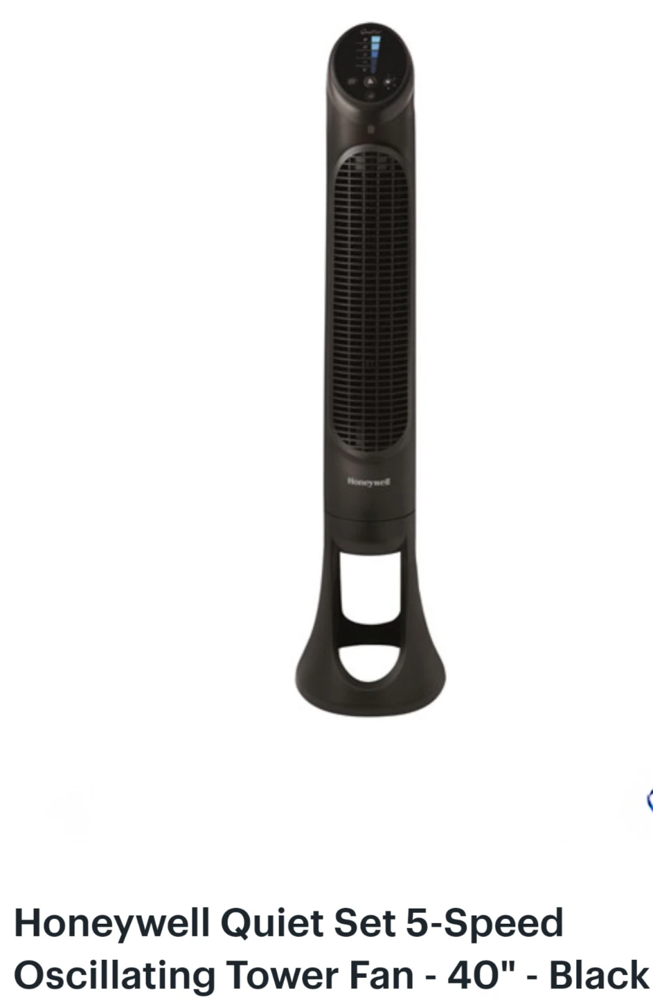Honeywell Quiet Set 5-Speed Oscillating Tower Fan - 40" Black
