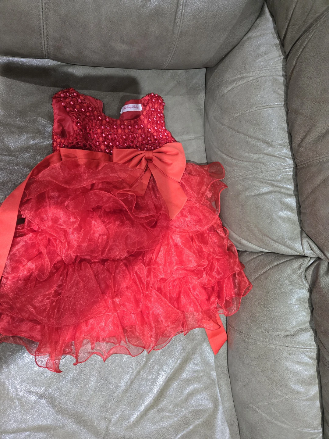 Toddler Girl Red Dress with Bow - photo 2