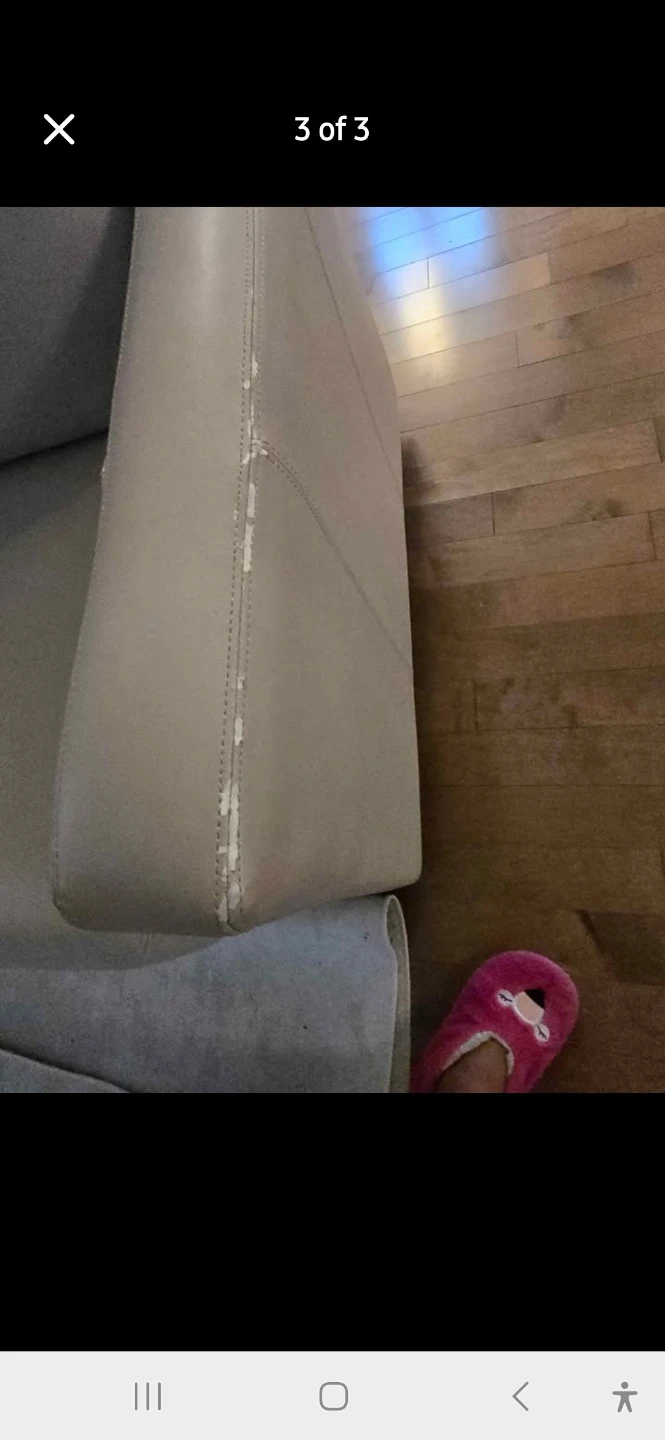 Cream leather loveseat - photo 2
