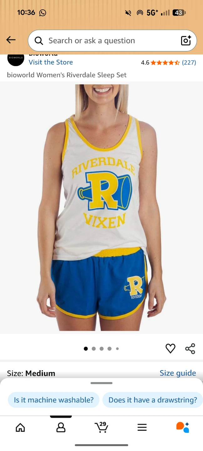 bioworld Women's Riverdale Sleep Set - Size Medium