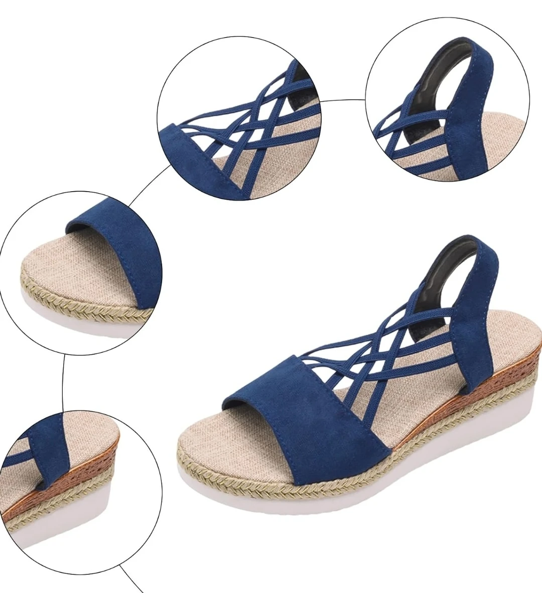Navy Blue Espadrille Wedge Sandals -41 - photo 5