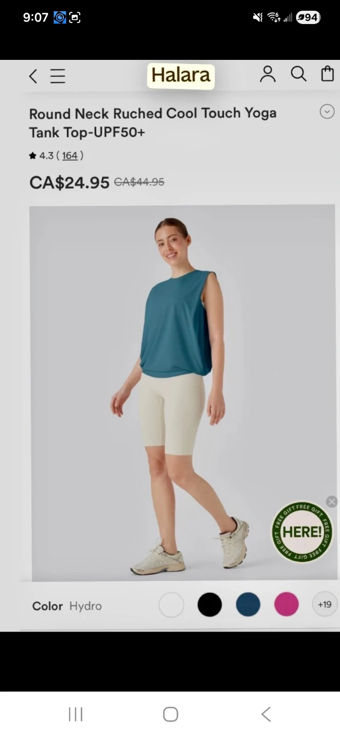 Two New Halara Round Neck Ruched Cool Touch Yoga Tank Top