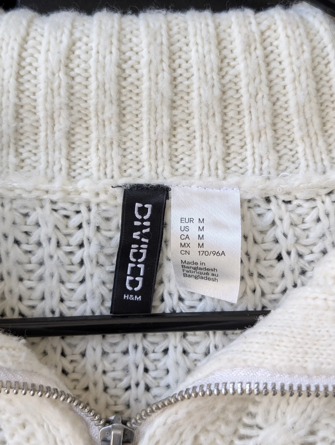 Divided H&M Cream Cable Knit Half-Zip Sweater - photo 2