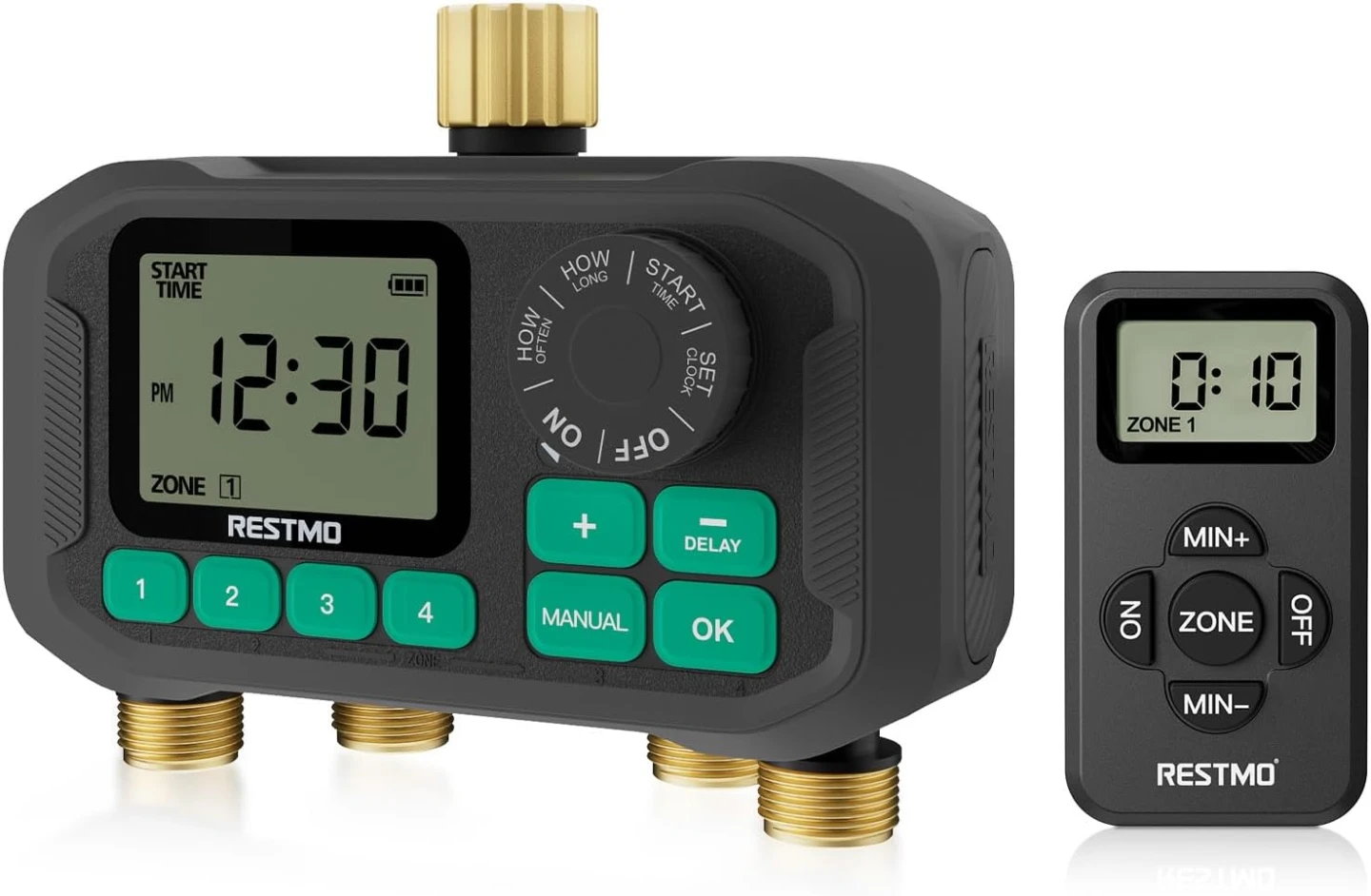 RESTMO Automatic 4-Zone Water Timer with Remote