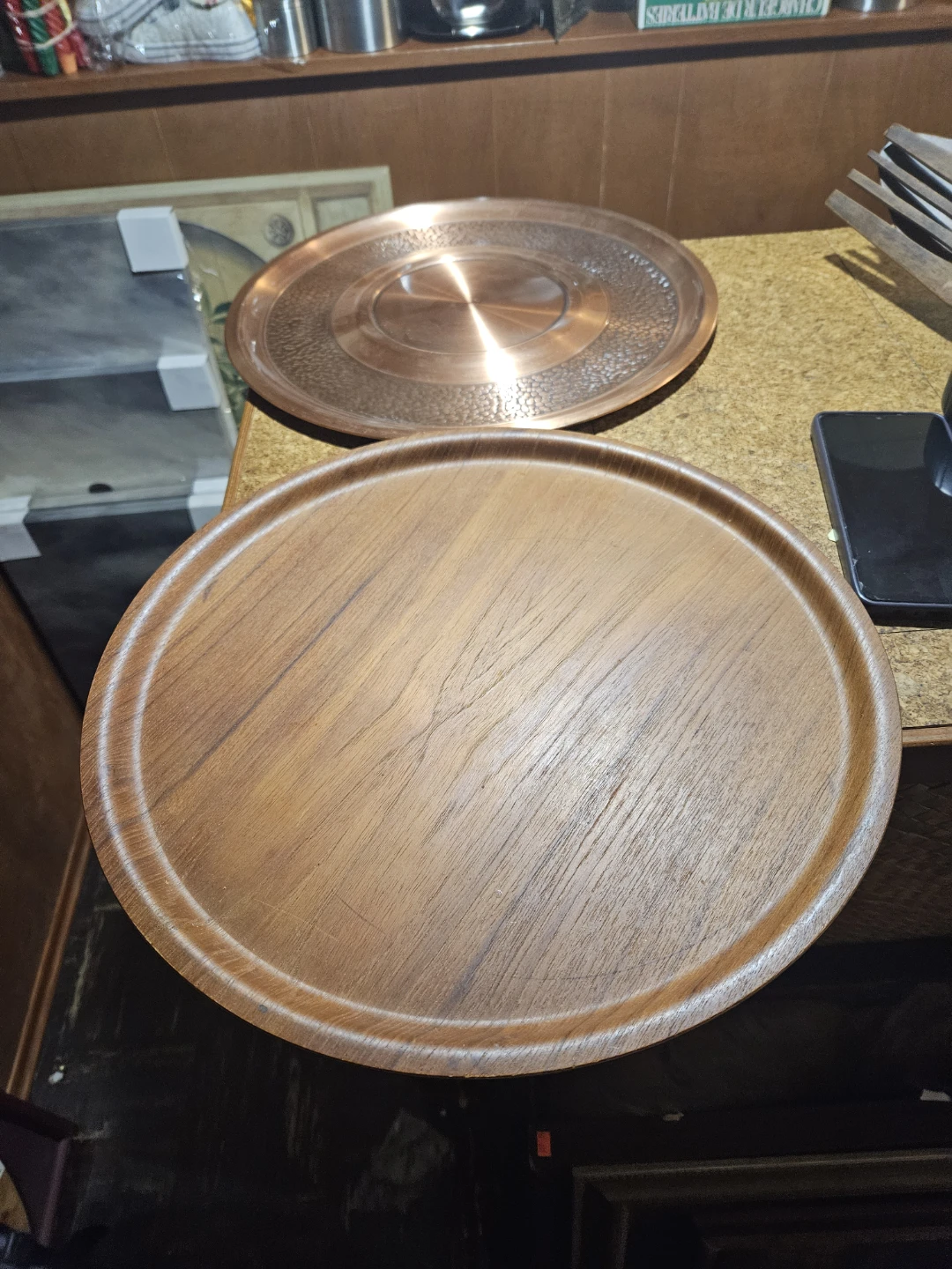 Vintage Copper and Teak Serving Trays - photo 5