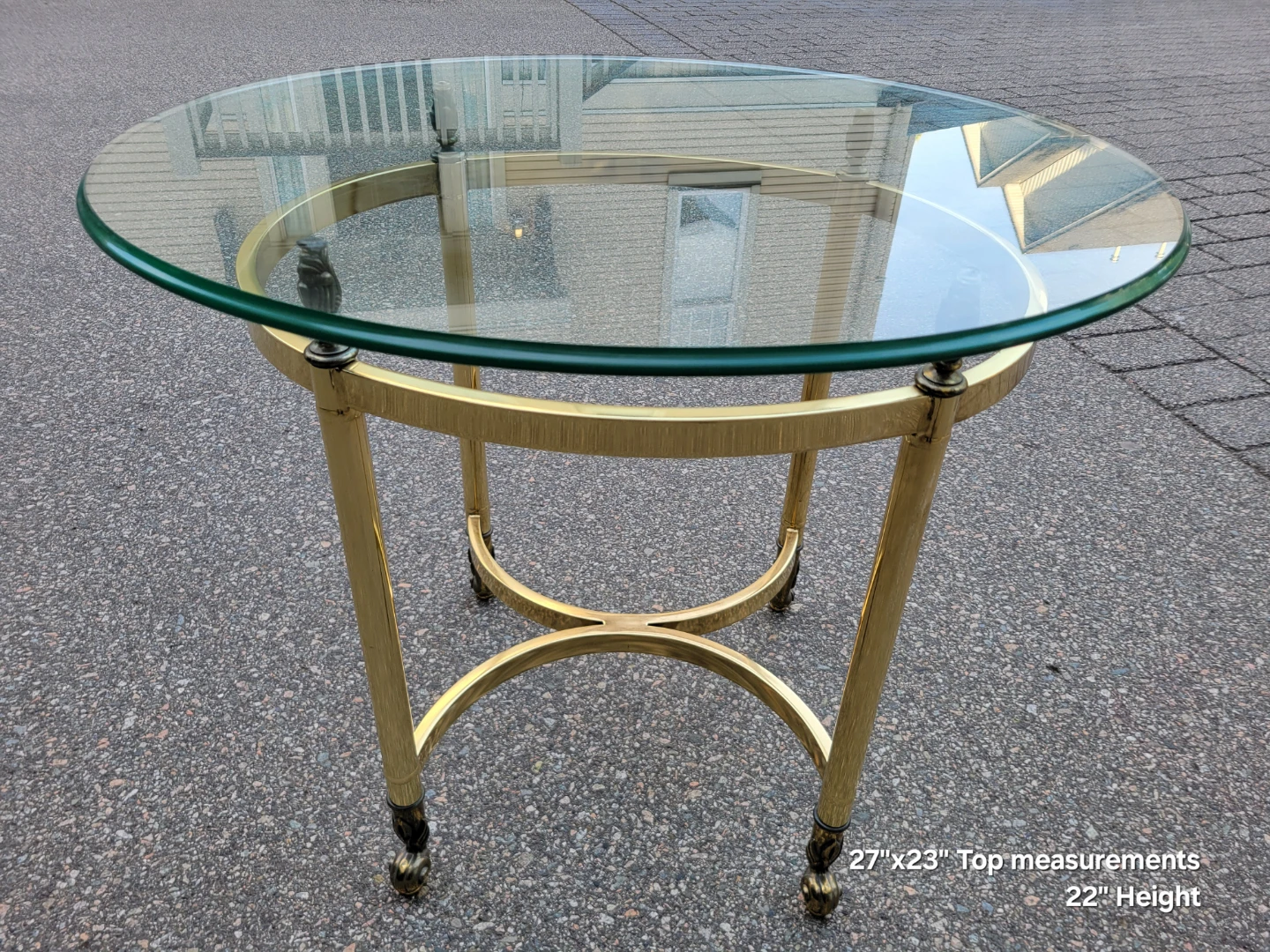 Beautiful Vintage Brass and Glass Round Side Table. - photo 2