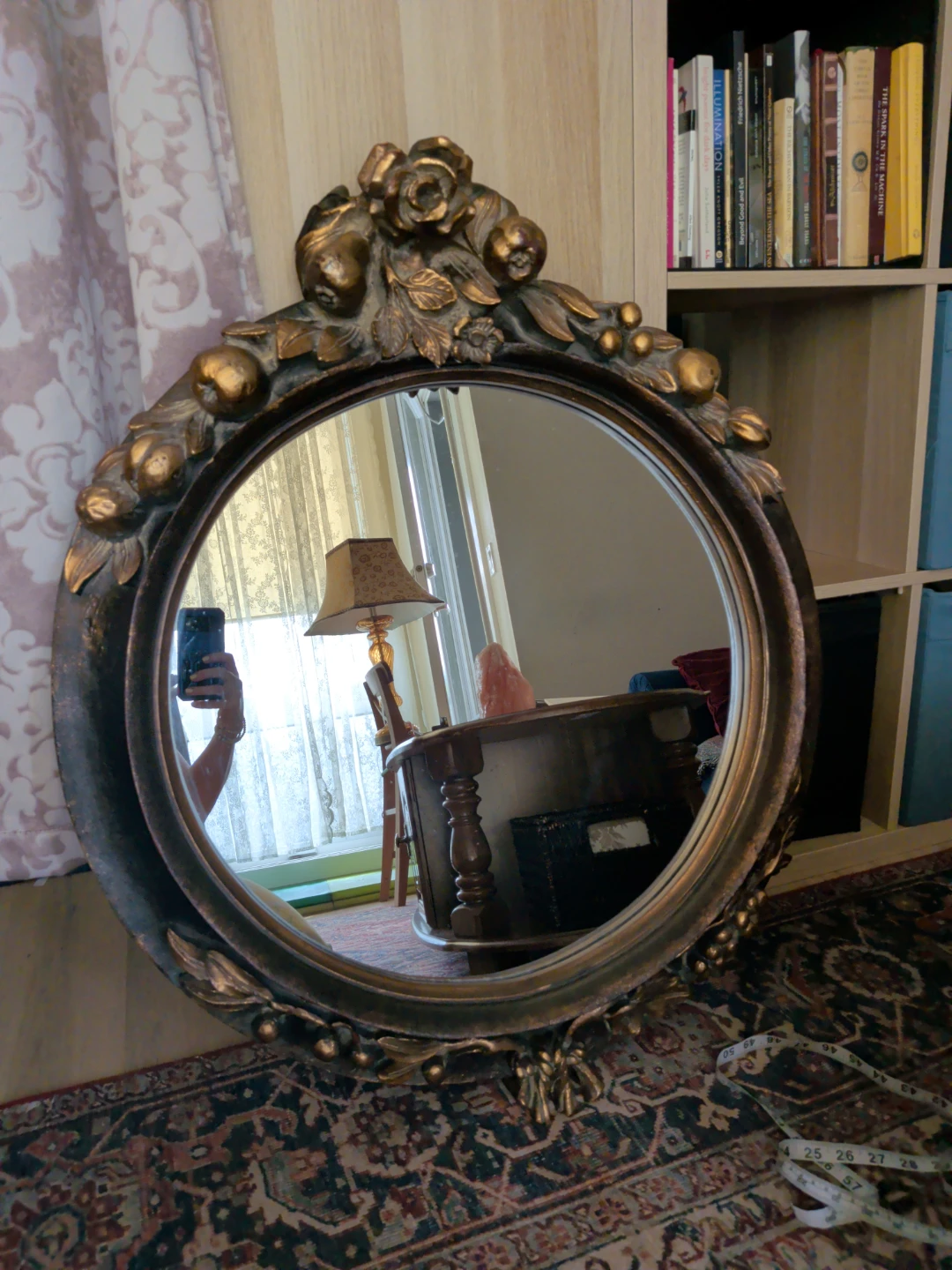 Ornate Oval Wall Mirror with Fruit and Floral Accents - photo 3