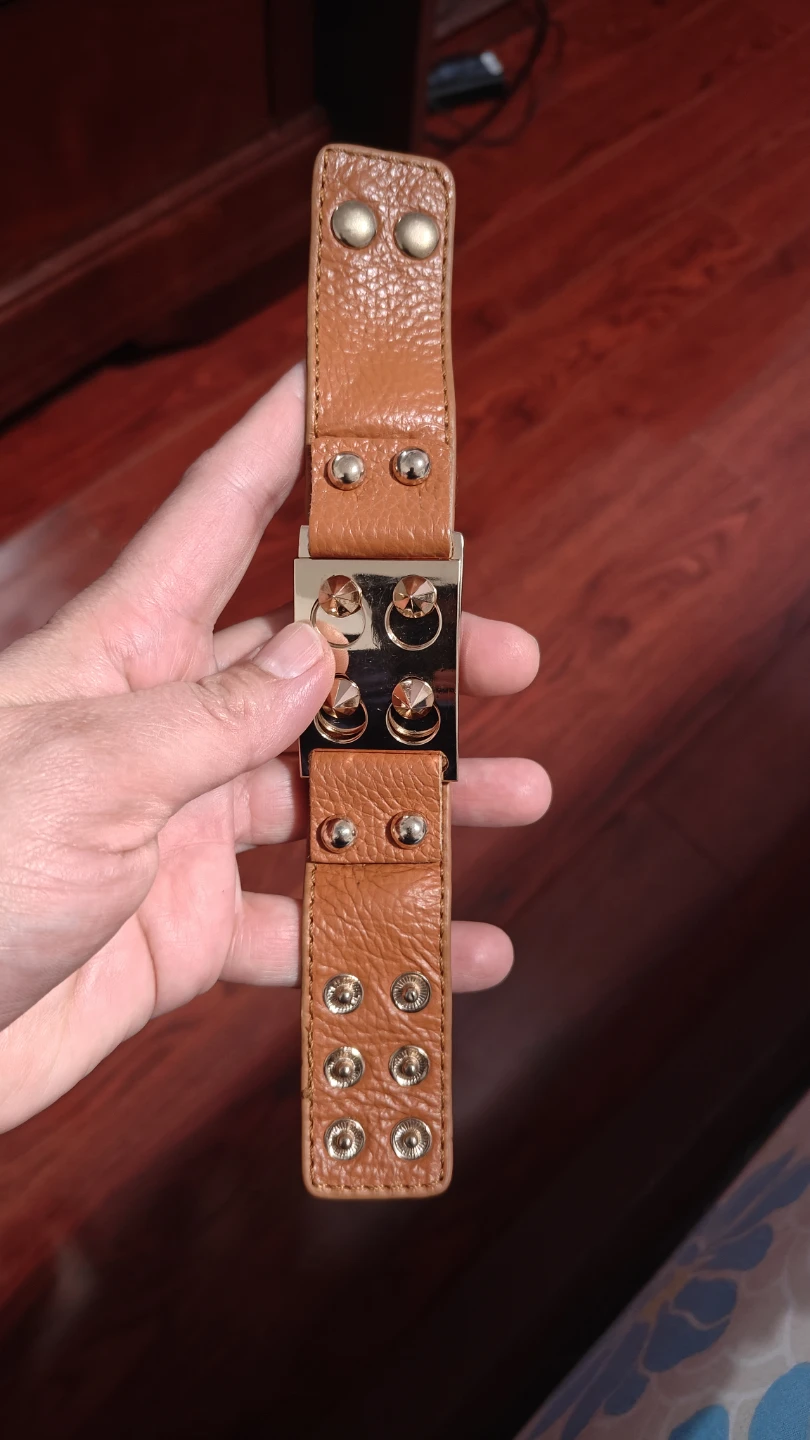 Spiked Faux Leather Cuff Bracelet - photo 2