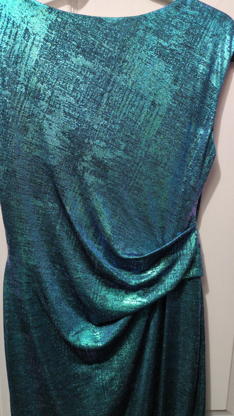 Emerald Green Metallic Cowl Neck Dress - photo 2