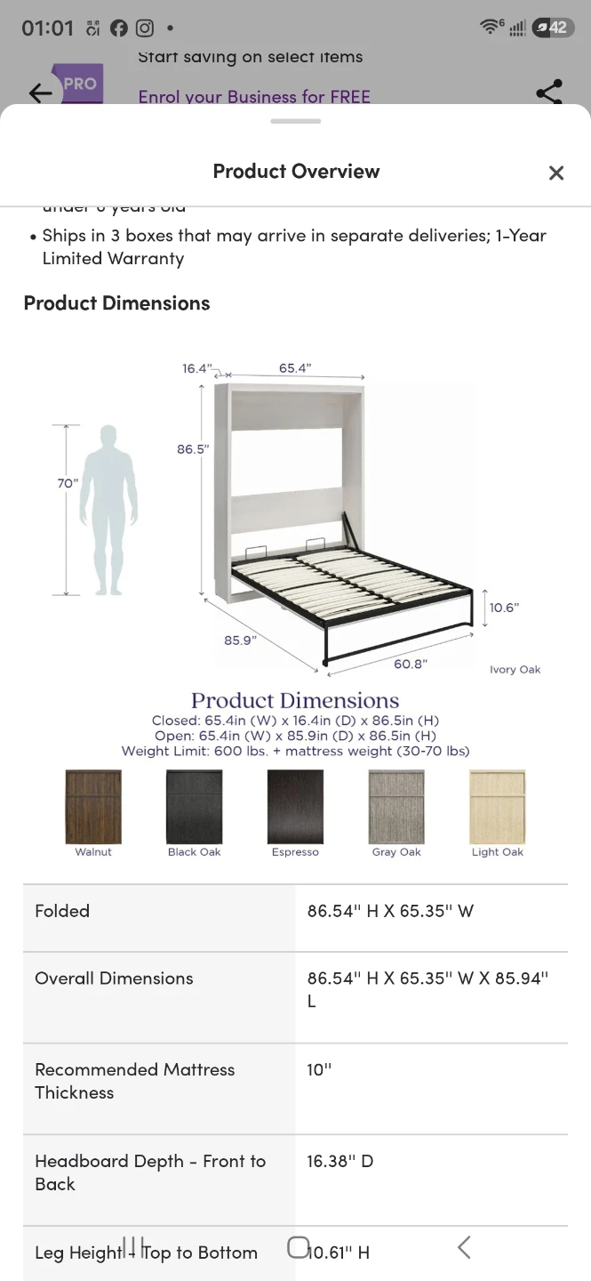 Wexford Murphy Bed - Queen Size - photo 4