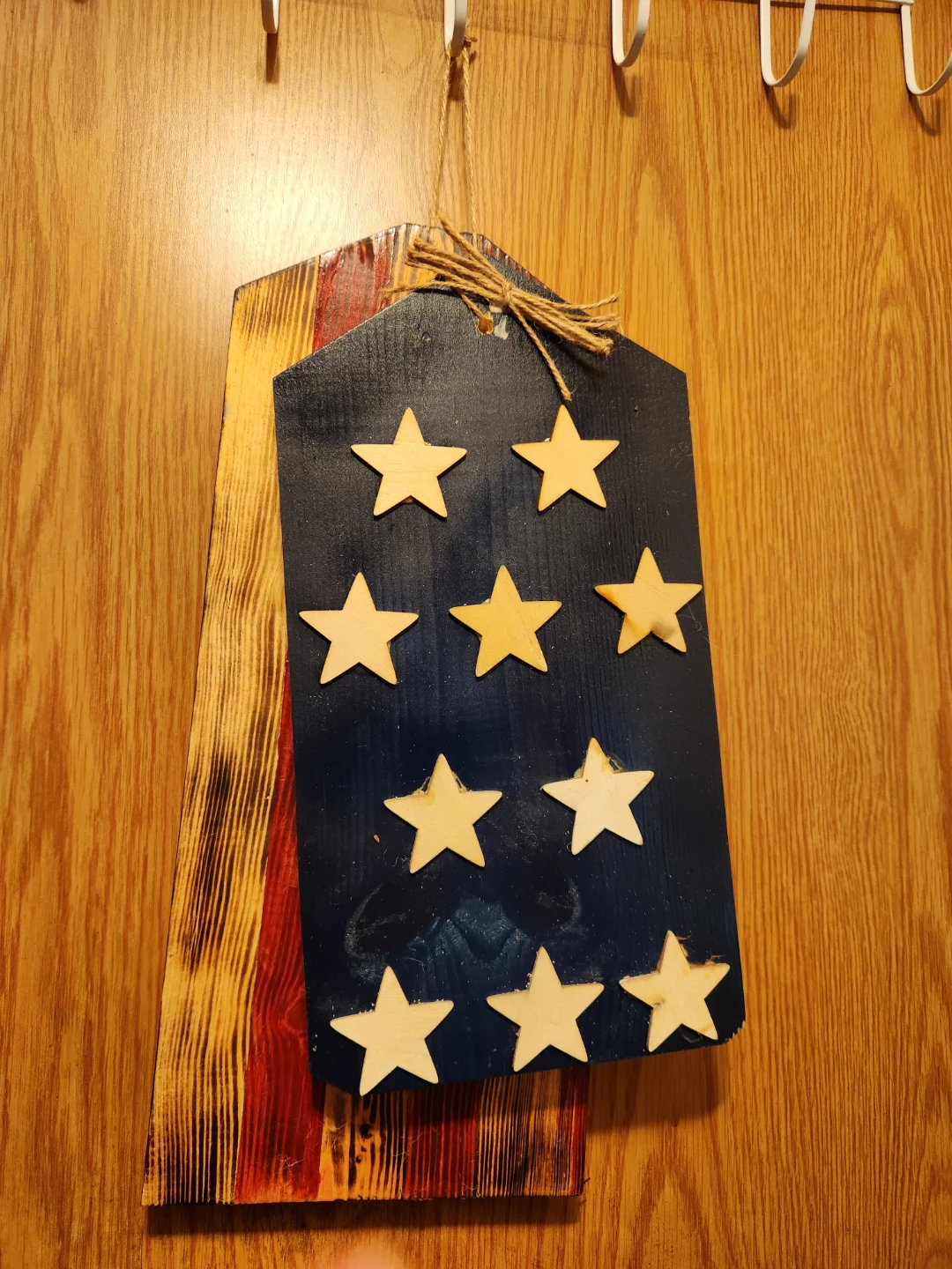 Wooden American Flag Wall Decor, dog tags