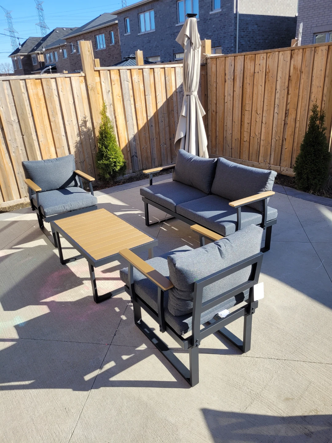 Patio Furniture Set - 4 Seater Sofa, Chairs & Coffee Table - photo 3