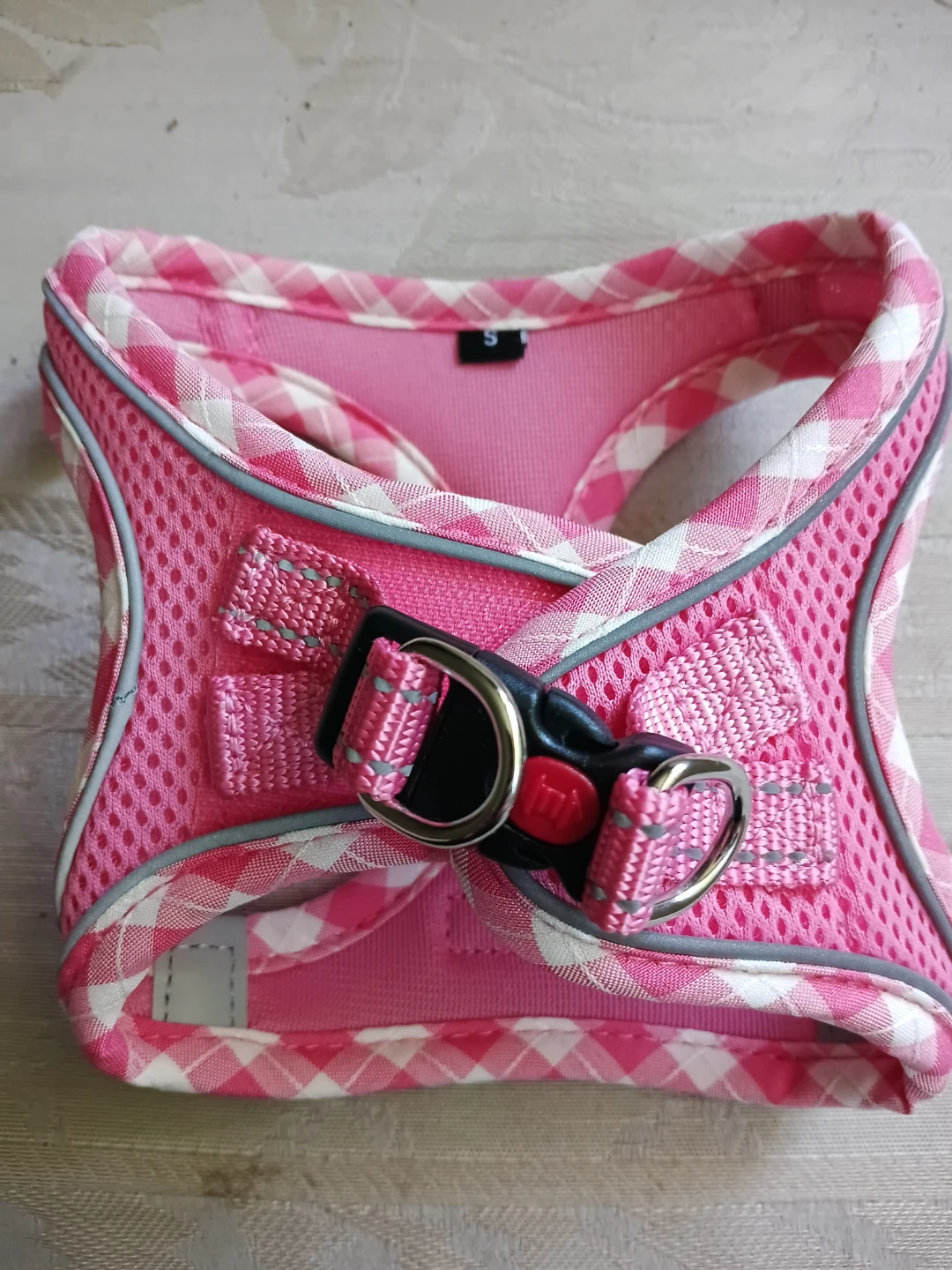 Haapaw Dog Harness - Pink Gingham - Size S - photo 2