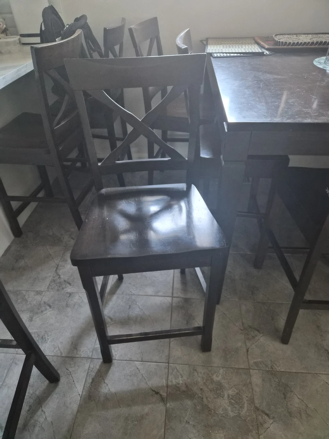 Maple High Top Table with 8 matching chairs