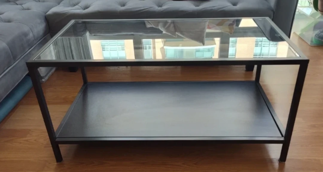 Glass Top Coffee Table with Shelf