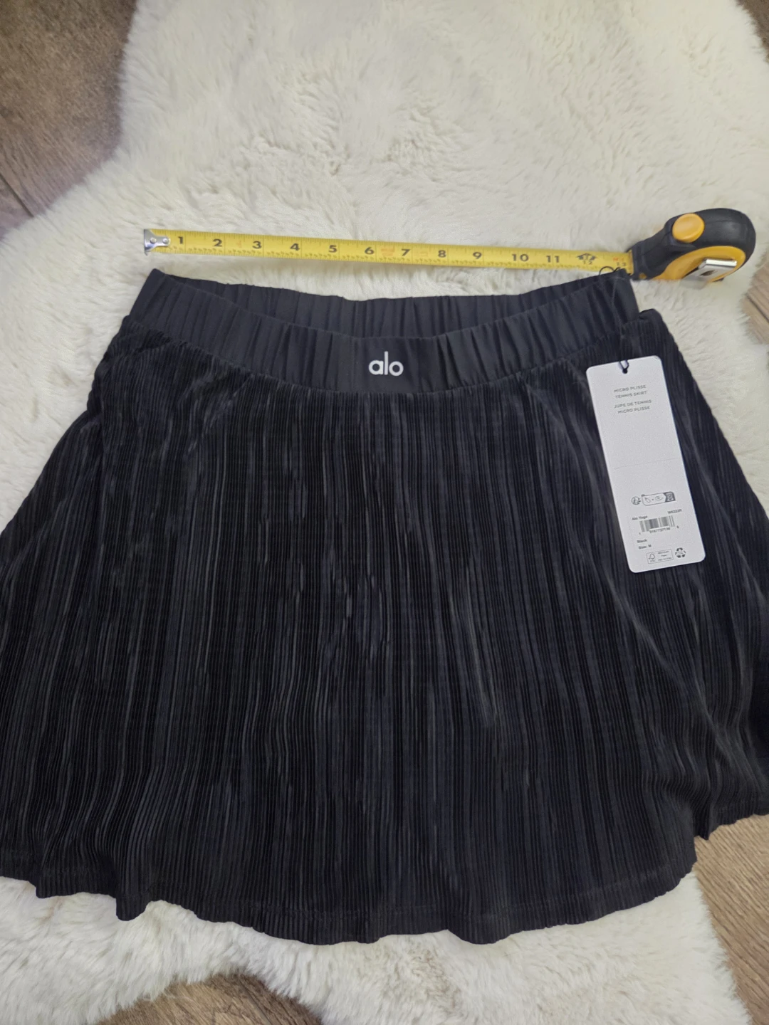 New Alo Yoga Micro Plisse Tennis Skirt Black Size M