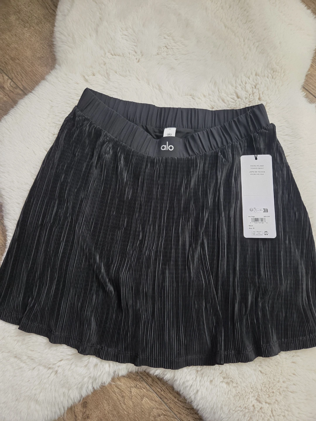 New Alo Yoga Micro Plisse Tennis Skirt Black Size M - photo 3