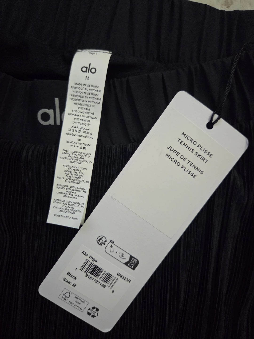 New Alo Yoga Micro Plisse Tennis Skirt Black Size M - photo 4