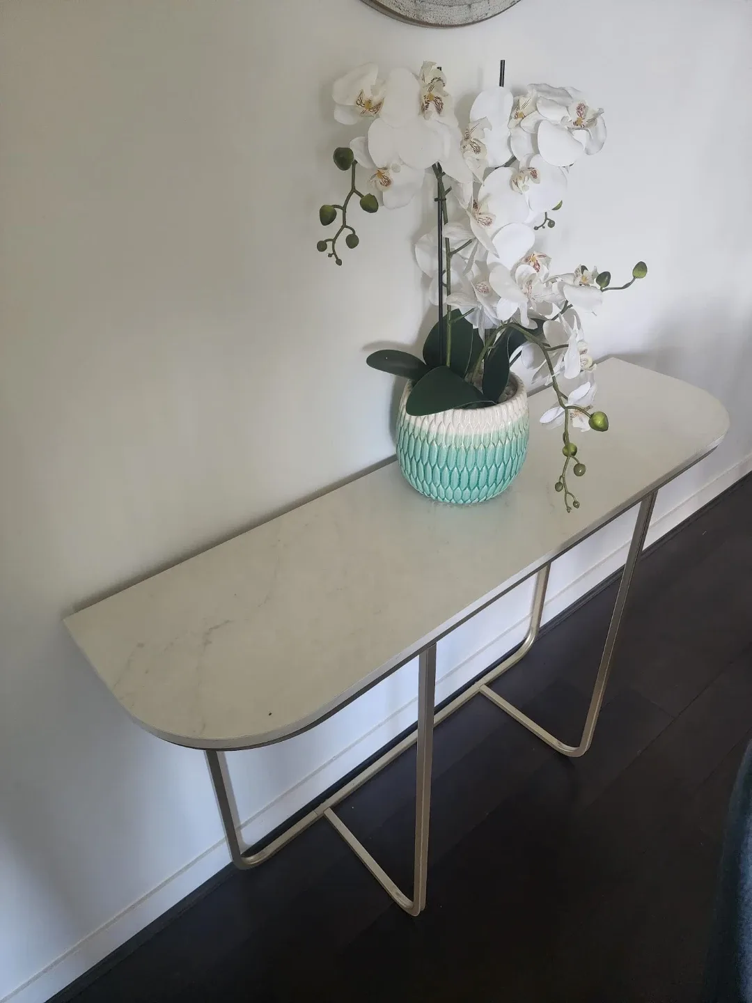 Console Table Marble look with Gold Legs - photo 2