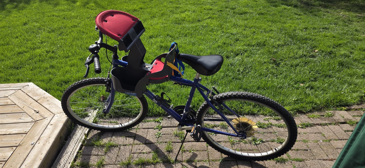 Adult bike with Centric-Safe Haven Child Seat attached