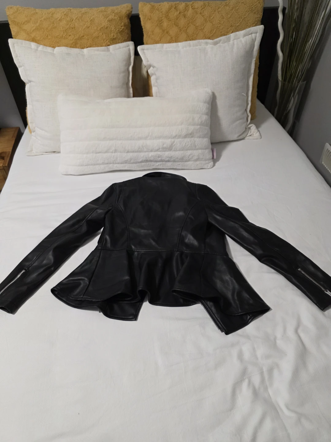 GUESS Black Faux Leather Peplum Jacket