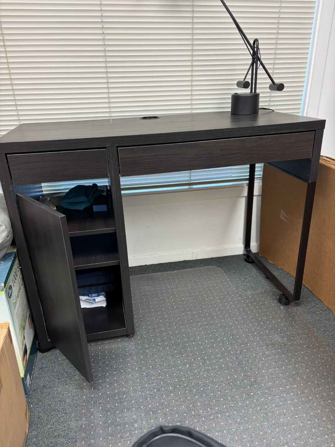 Dark Wood Desk with Storage an - photo 2
