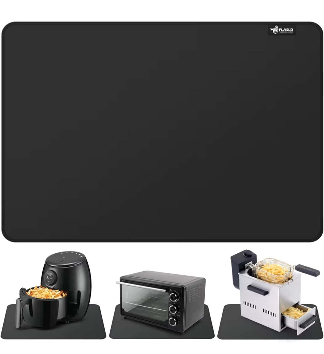 FLASLD Black Anti-slip Air Fryer Mat 16x24 Inch