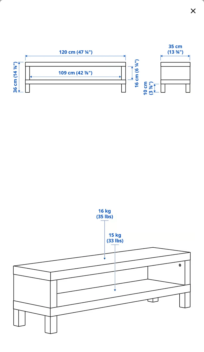 IKEA LACK TV Stand Black 120cm - photo 2