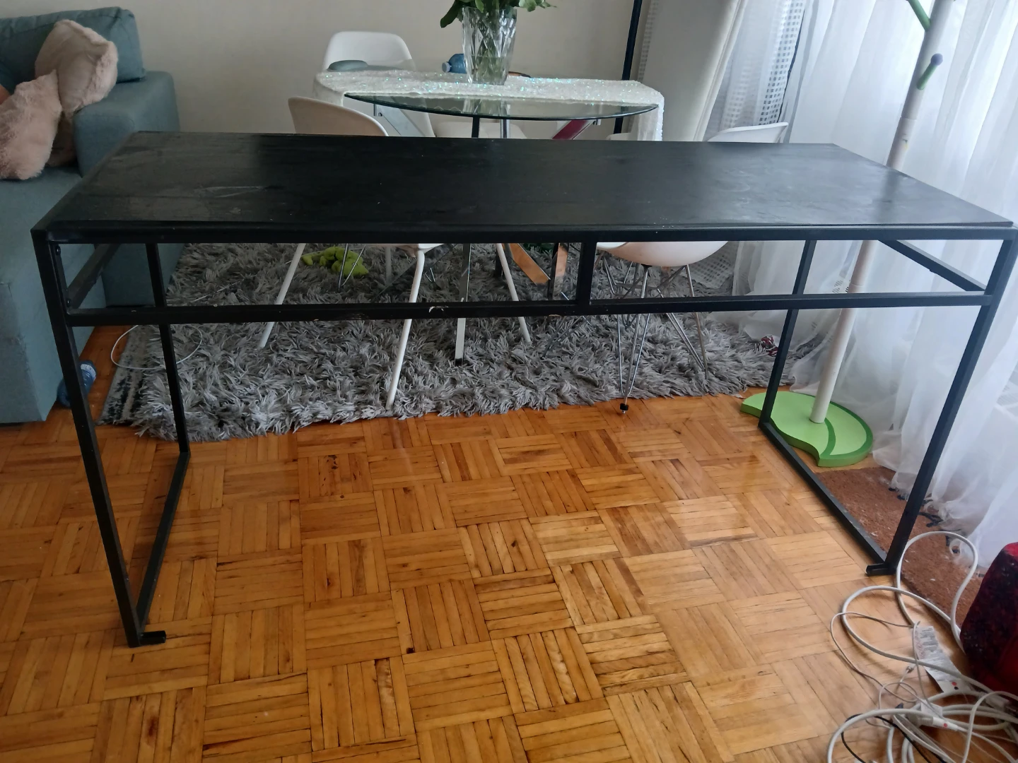 Black metal frame desk