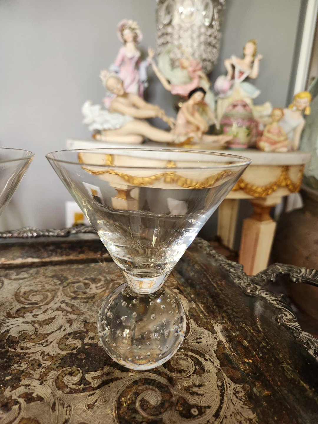 Set of 4 Clear Martini Glasses with Bubble Ball Stem - photo 5