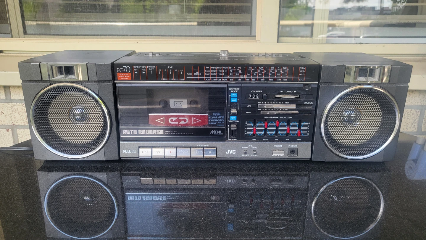 JVC PC70 Auto Reverse Boombox Cassette Radio