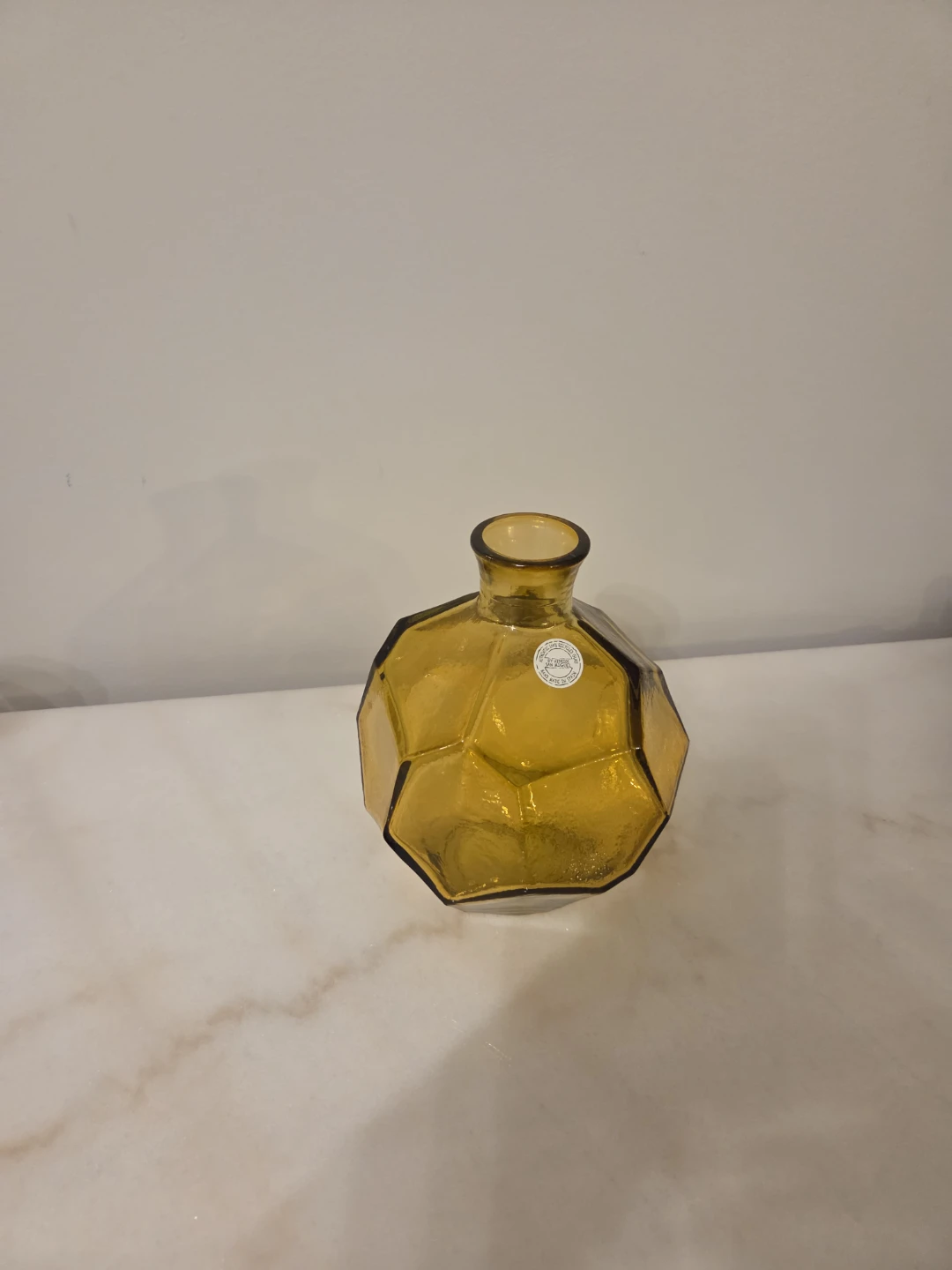 Amber Glass Faceted Vase