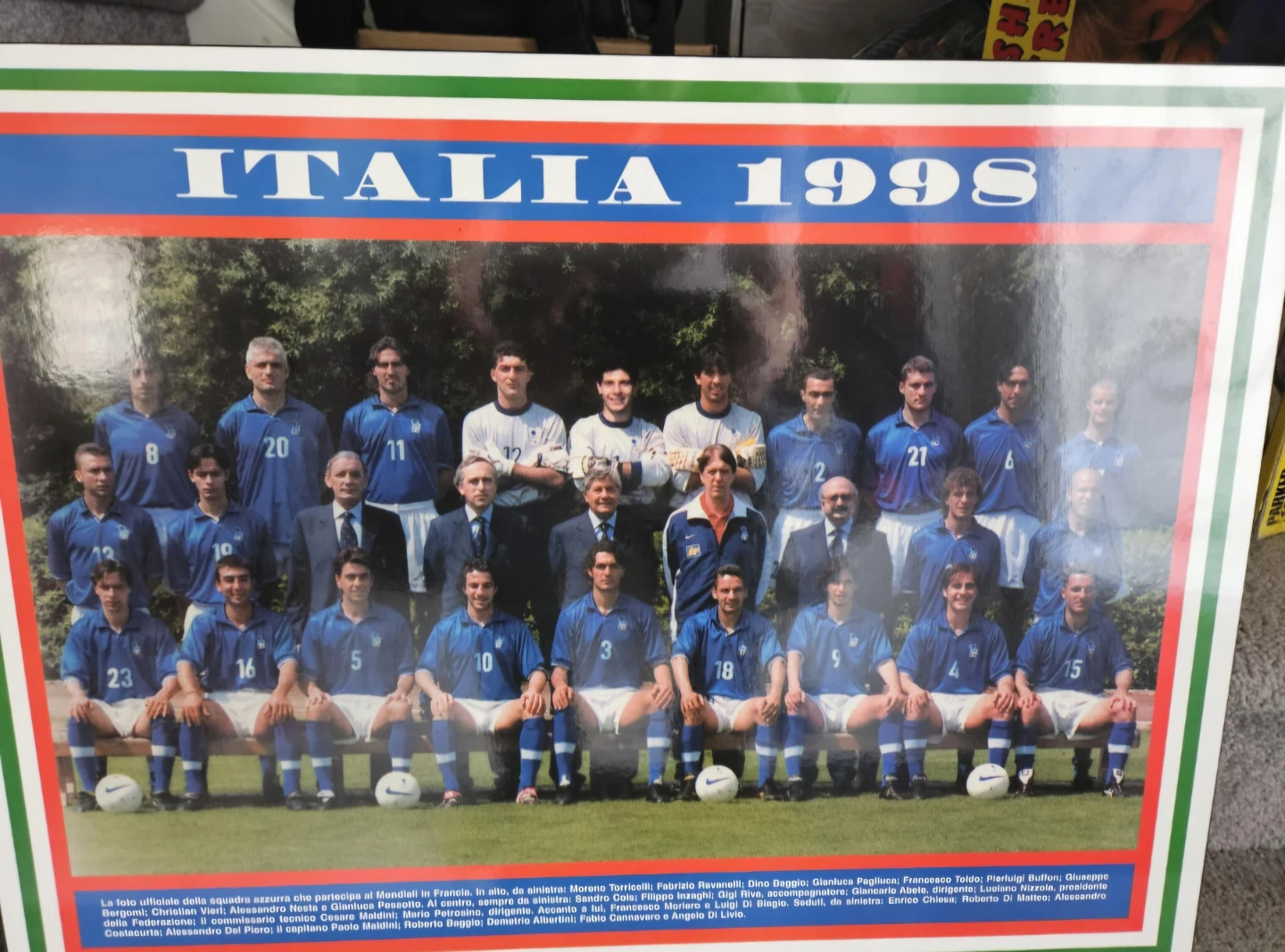 Italia 1998 National Football Team Poster