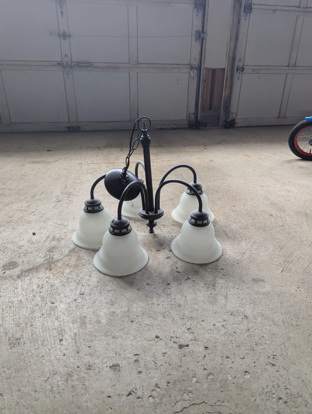 5-Light Chandelier with Frosted Bell Shades