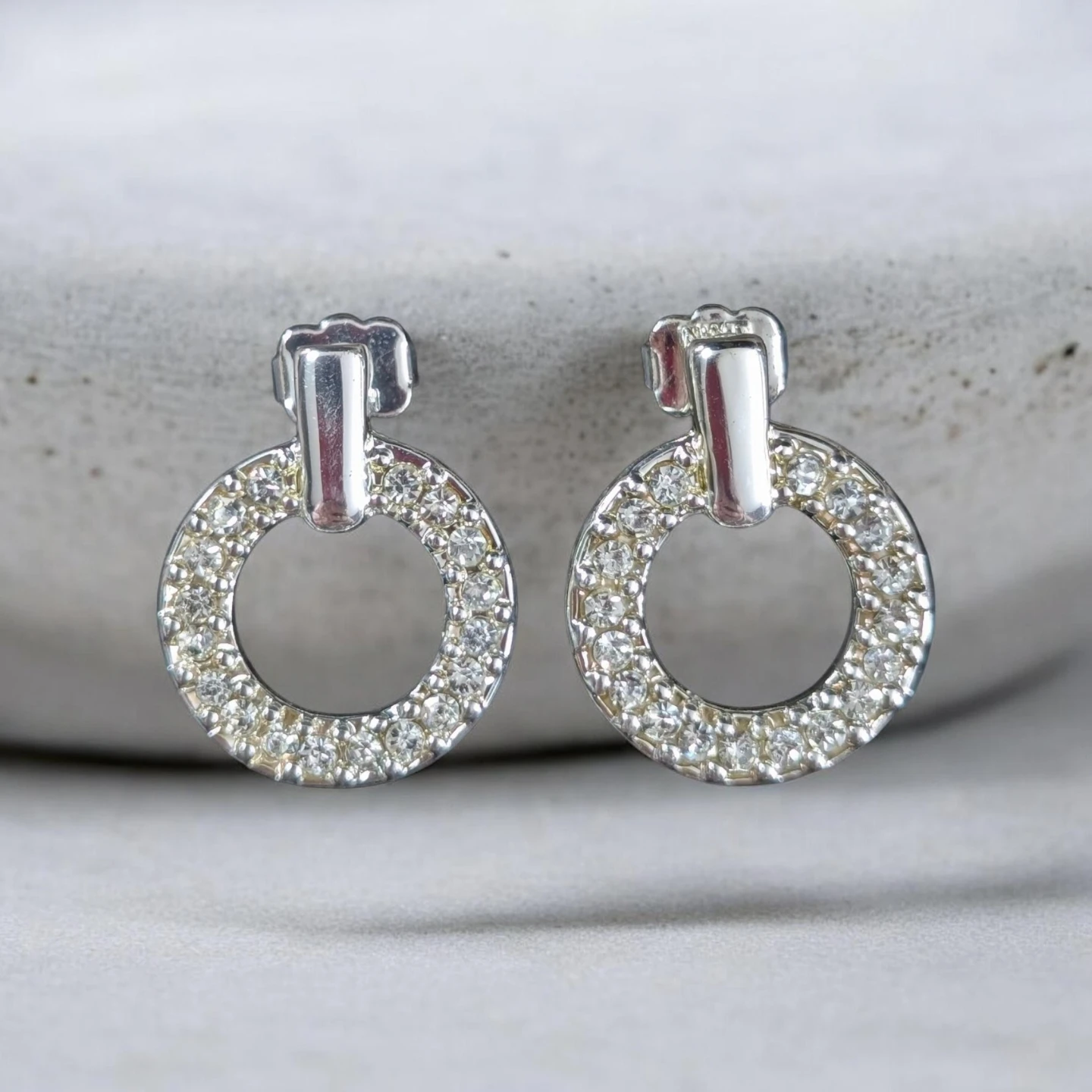 Silver Circle Earrings with Rhinestones