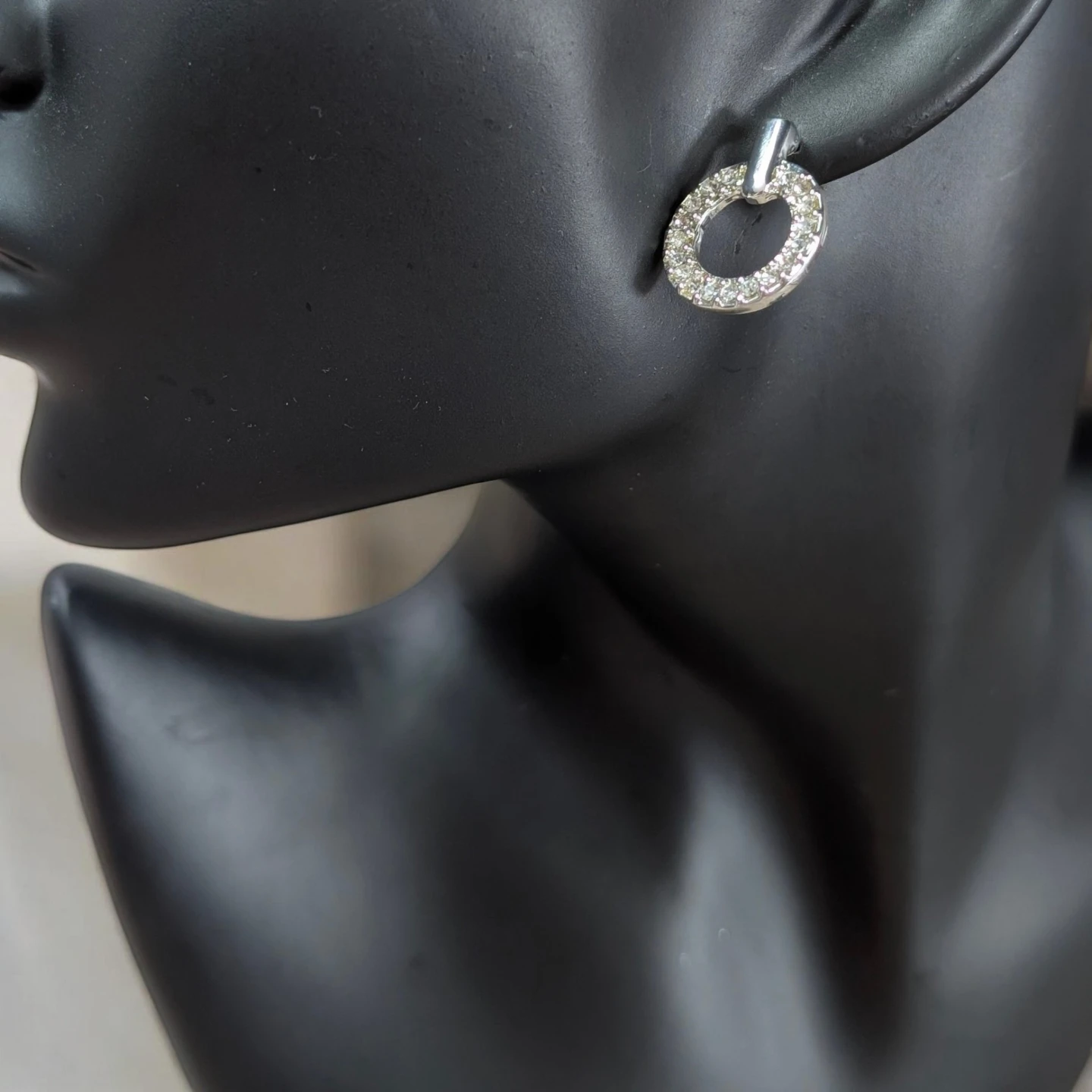 Silver Circle Earrings with Rhinestones - photo 2
