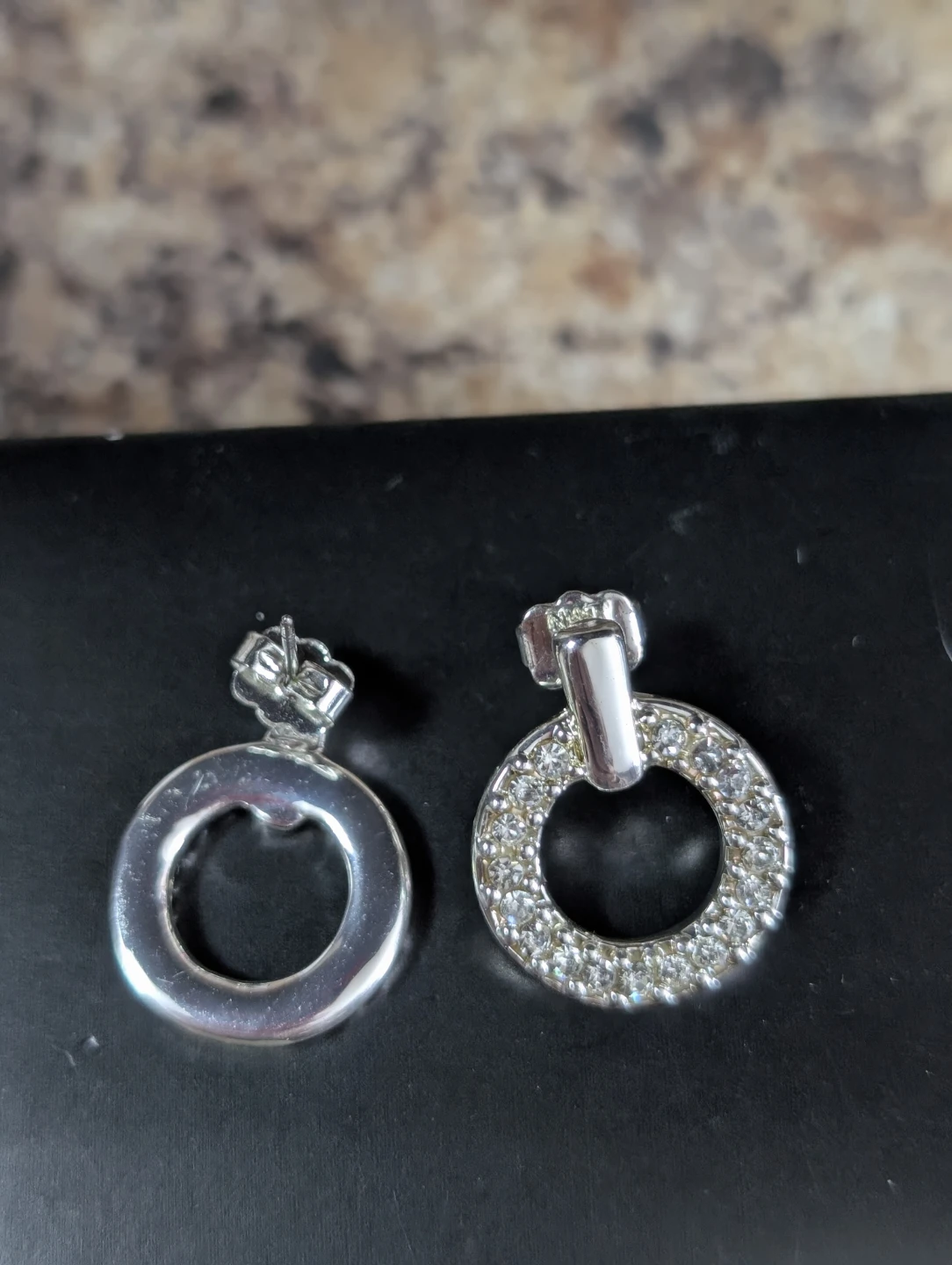 Silver Circle Earrings with Rhinestones - photo 4