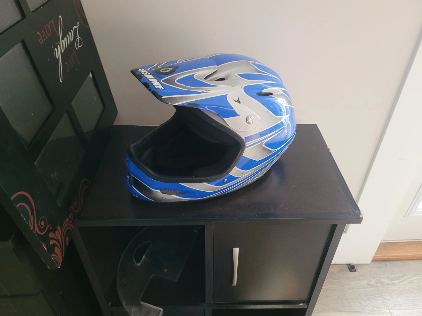 Blue and Silver Youth MX Helmet