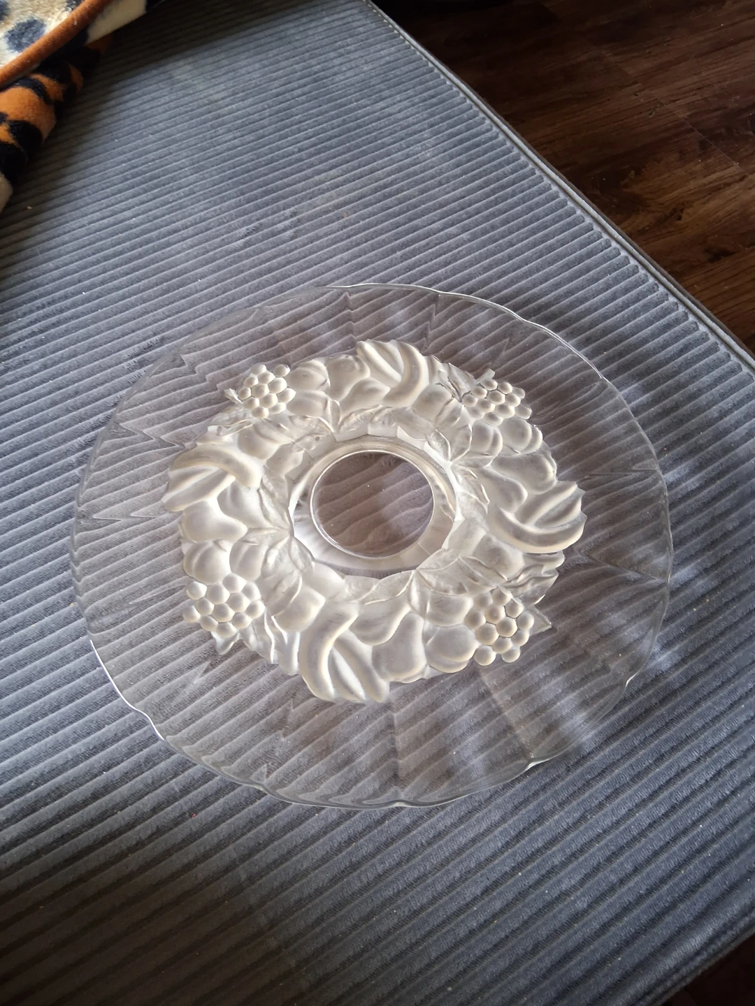 Clear Glass Grape Embossed Cake Stand