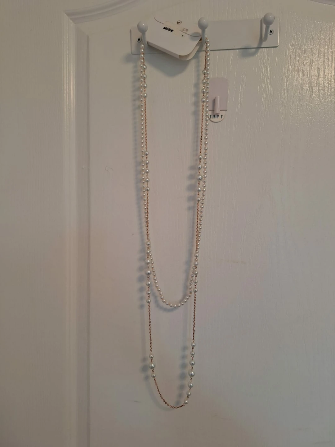 ALDO White Pearl Rose Gold Chain & Earrings
