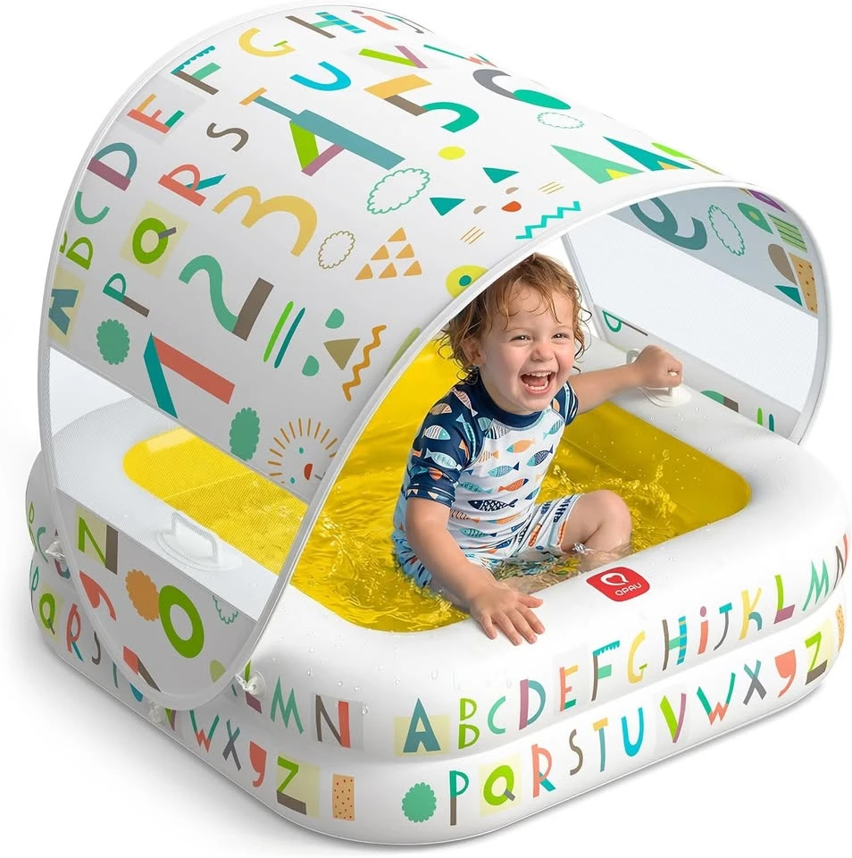 Inflatable Baby Pool with Canopy - Alphabet Design