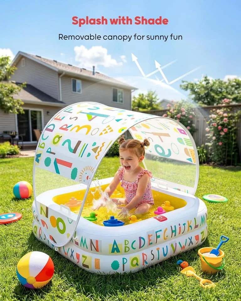 Inflatable Baby Pool with Canopy - Alphabet Design - photo 3