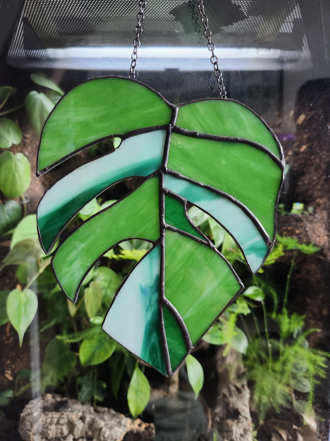 Stained Glass Monstera Leaf Suncatcher