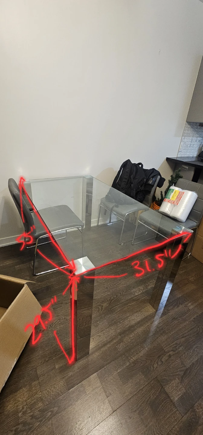 STRUCTUBE Glass Dining Table with Chrome Legs