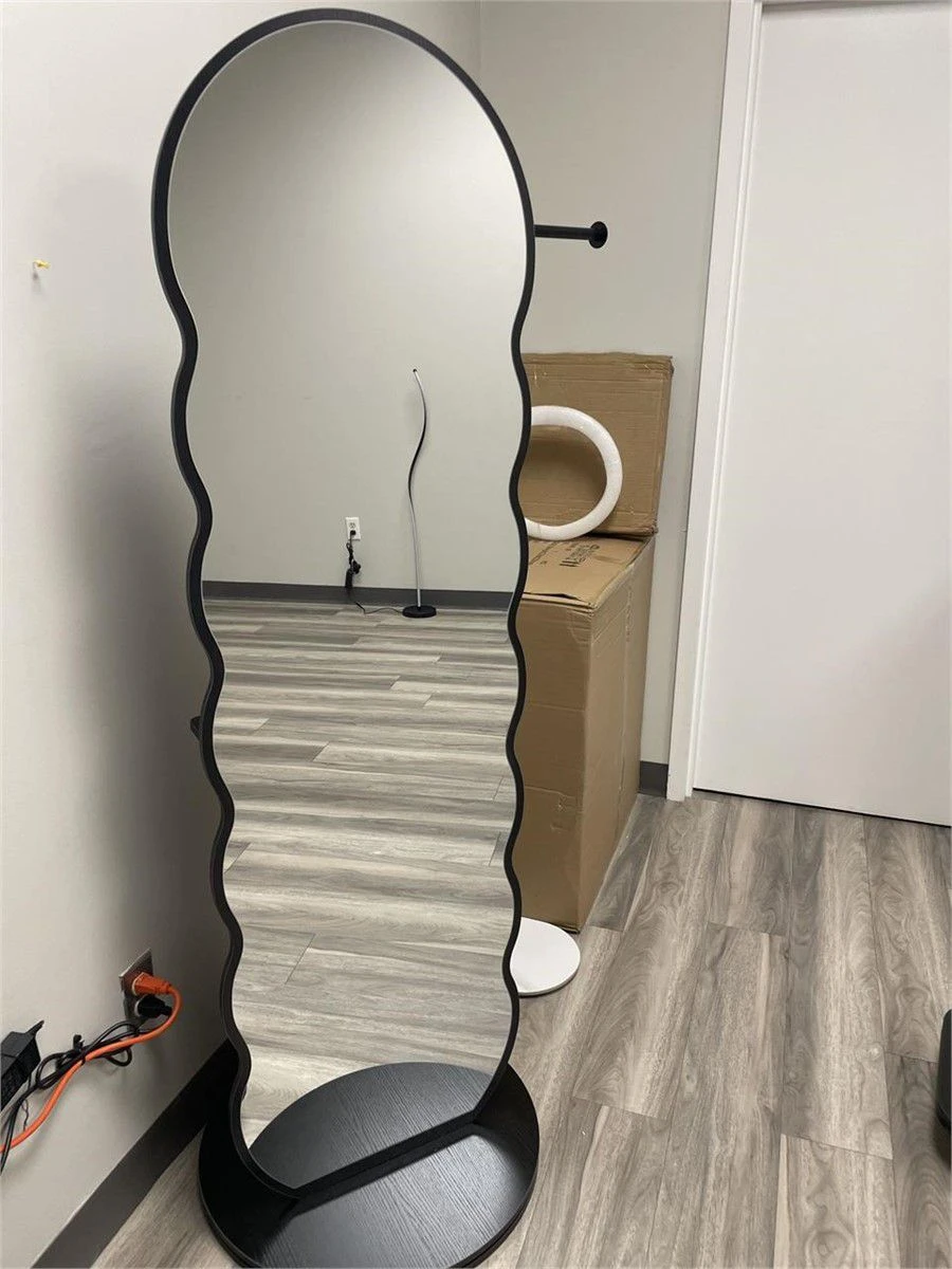 Wavy Full Length Rotated Mirror with Coat Hanger