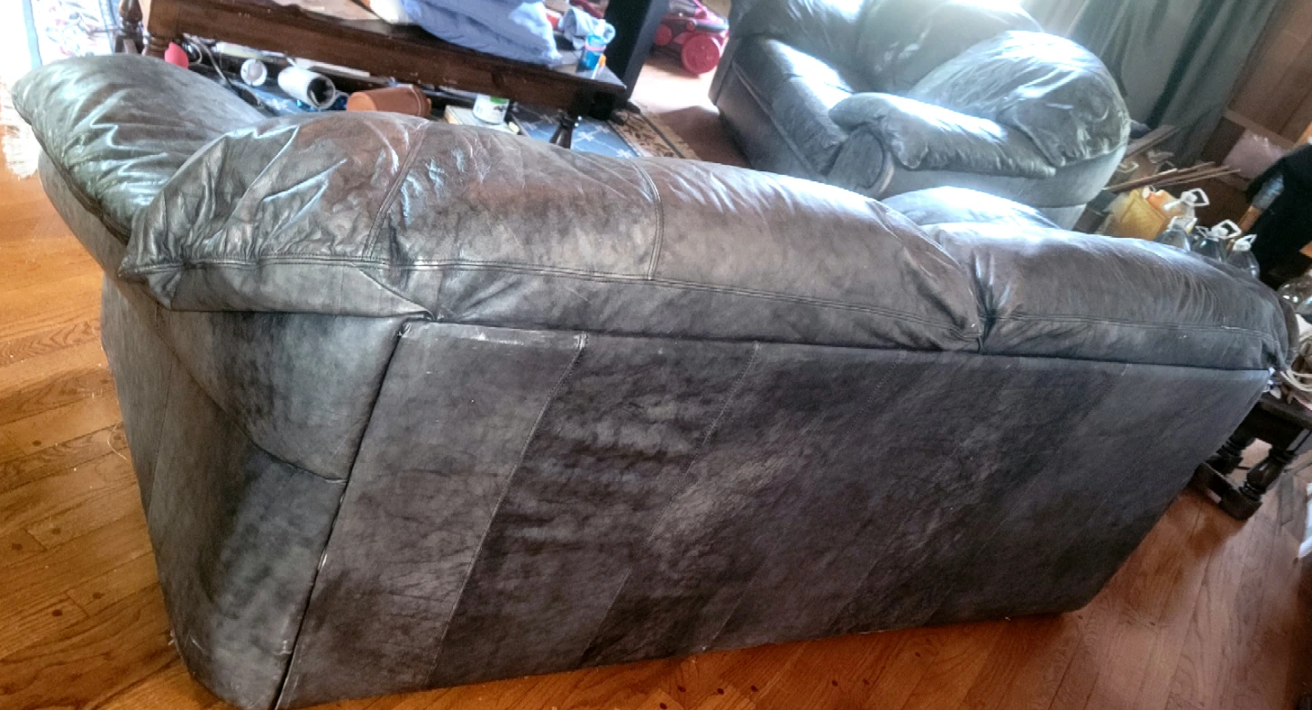 Leather Sofa + Loveseat Grey Charcoal - photo 3