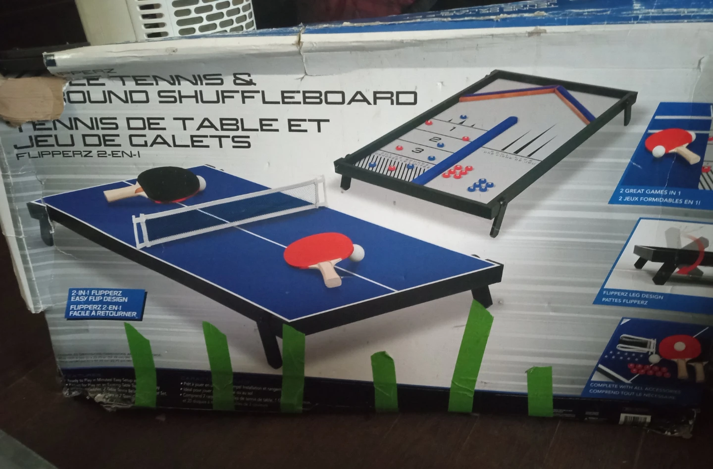 Brand New Flippz 2-in-1 Table Tennis & Shuffleboard Game Set