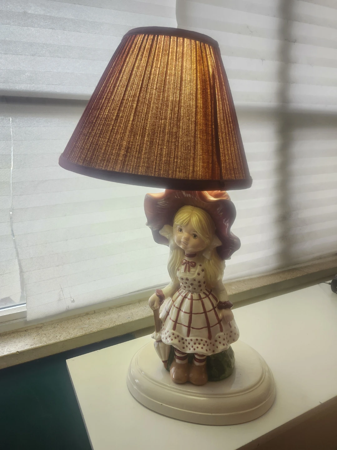 Ceramic Girl Lamp with Red  Hat